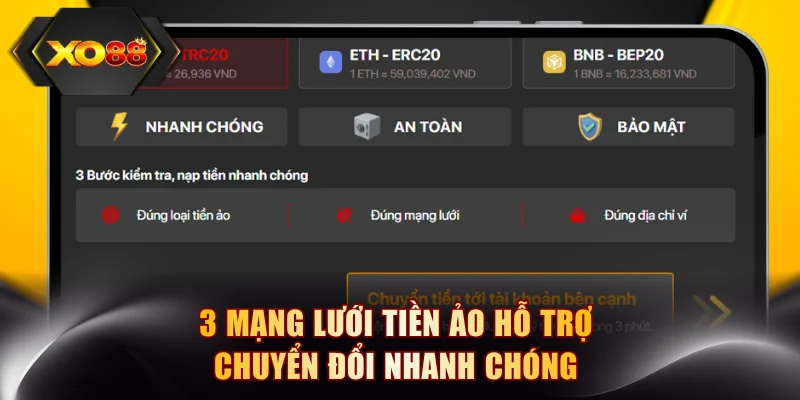 3 mạng lưới tiền ảo hỗ trợ chuyển đổi nhanh chóngg